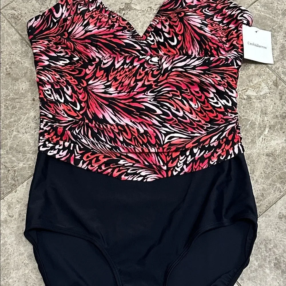 Croft & Barrow Body Sculptor 1pc Halter Swimsuit Tummy Control NEW Size 16